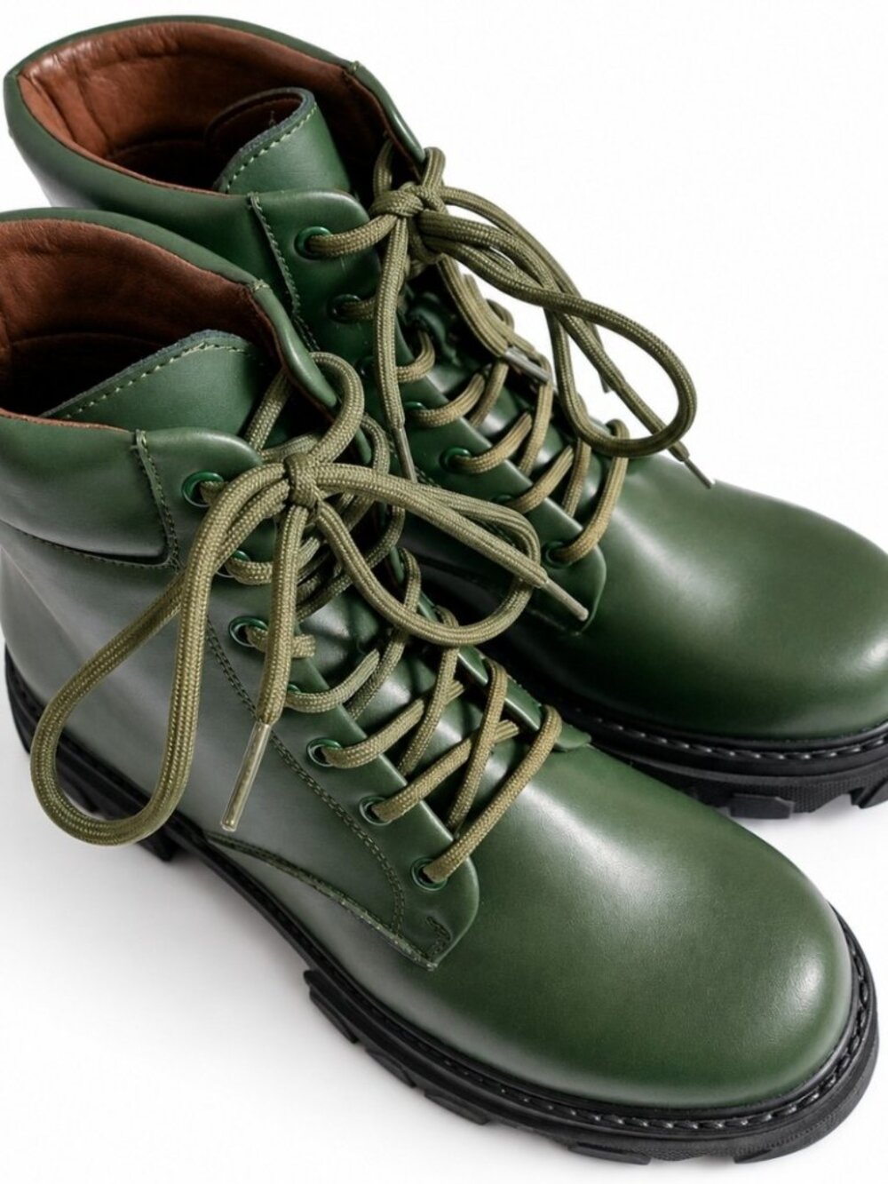 Green Platform Combat Boots Women's EU 38 US 7.5 Chunky